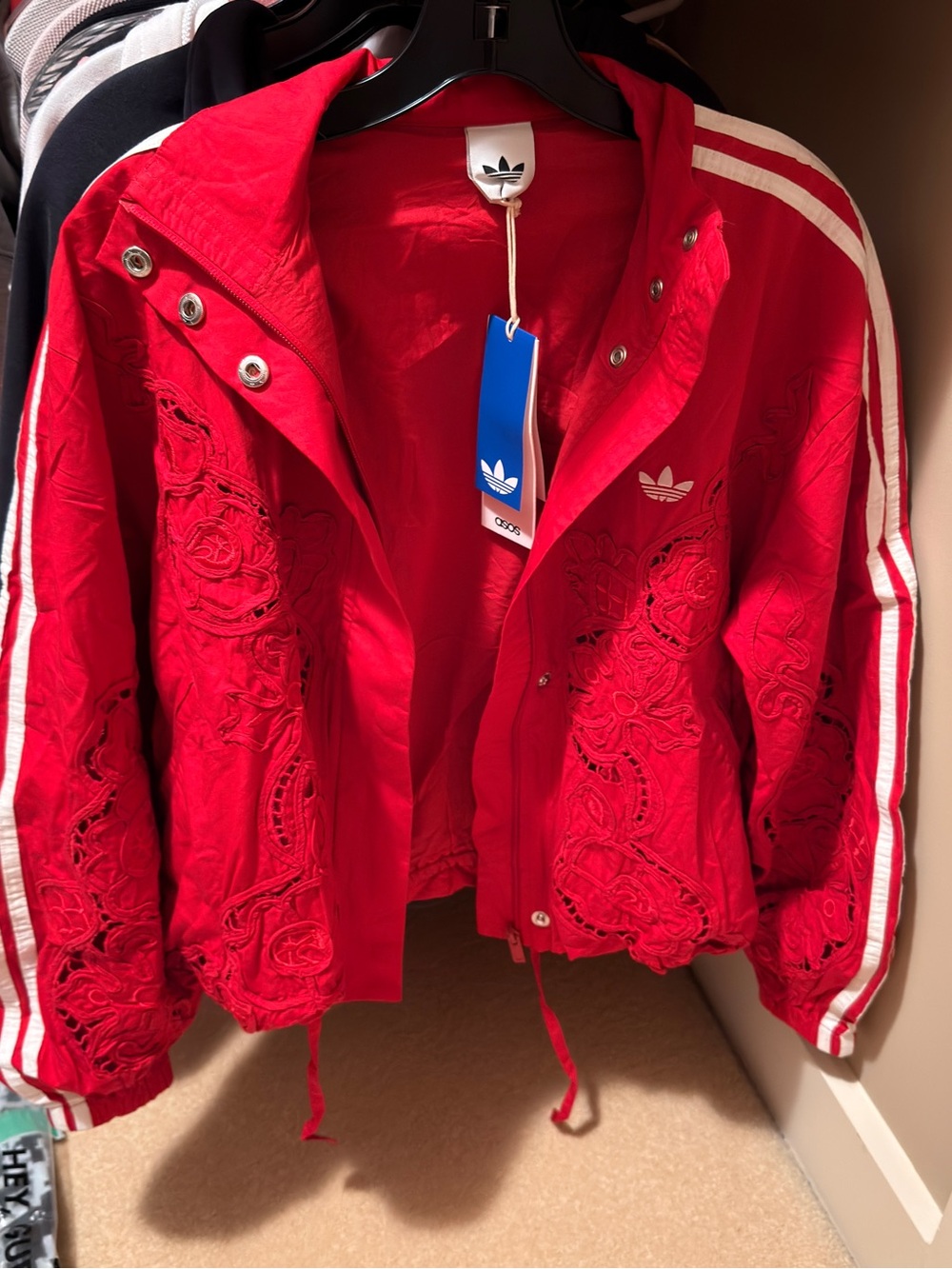 adidas Originals x ASOS oversized cutwork track jacket in red